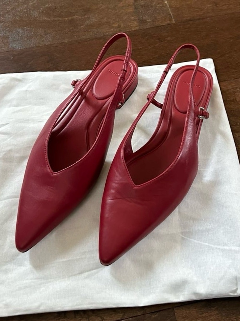 Vince Ines Slingback Pointed Toe Flat size 7.5-Red-New - Picture 4 of 9